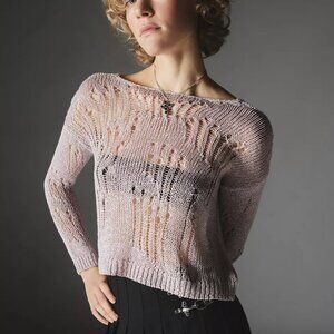 NWT UO Silence + Noise Nora Sparkly Mauve Open Knit Sweater